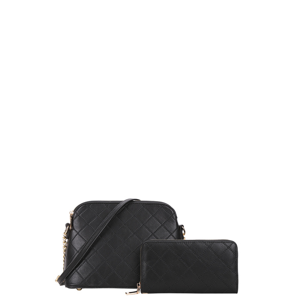 2in1 Quilt Stitching Crossbody Bag With Wallet Set - Picture 4 of 12